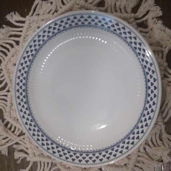 Vtg Adams Brentwood Ironstone Blue Clover Wedgewood Dinner Plates - Picture 6 of 7